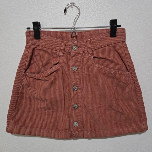 Free People Dresses & Skirts - Free People Ray Corduroy Mini Skirt Button Front Terracotta Dusty Rose Size 2